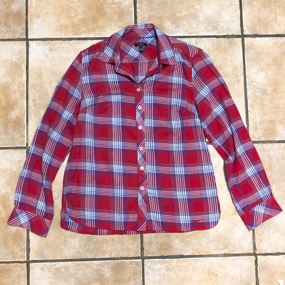 Talbots Plaid Top 💙💙